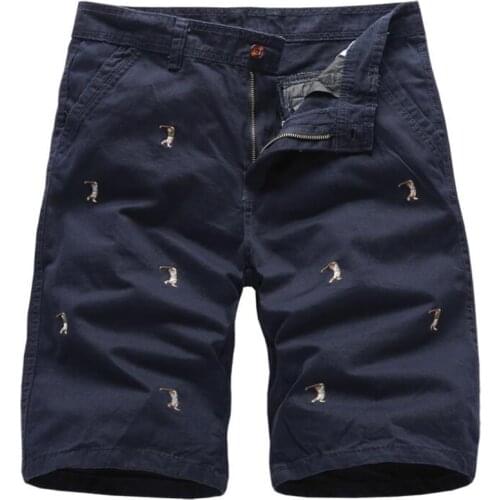Summer 100% Cotton Shorts Men Fashion Brand Boardshorts embroider Male Casual Shorts Comfortable Short Masculino