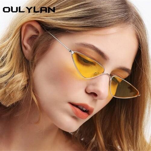 Oulylan Women Sunglasses Brand Designer Fashion Cat Eye 90s Sun Glasses for Men Vintage Red Glasses Girls Mirror Goggles UV400