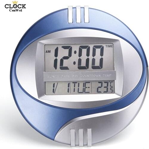 LED Round Electronic wall clock large number display Snooze Table Clock Mute Bracket Clock LCD with Calendar Temperature