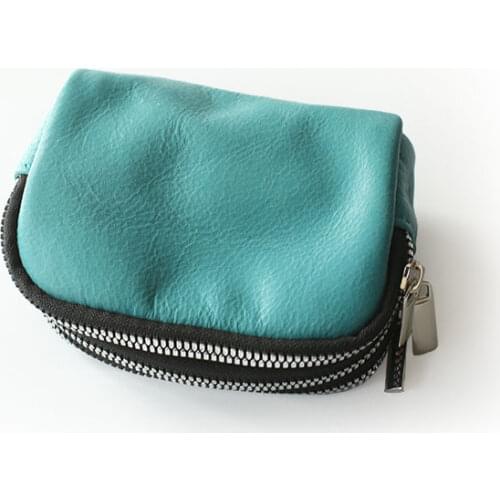 Vendange womens bag handmade leather coin purse retro casual multifunction card bag 004