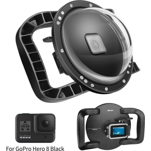 SHOOT Protective Case Diving Dome for GoPro Hero 8 Waterproof Lens Cover Housing Case Dual Handle Trigger for Go Pro 8 Accessory