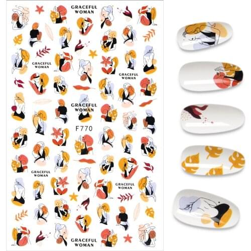 1PC Nail Stickers Flaming Red Lips Manicure Abstract Sexy Woman Design Nail Art Decoration Stickers for Nails