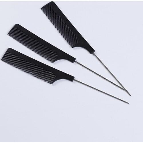 1PC Fine-tooth Metal Pin Hairdressing Hair Styling Rat Tail Comb Black Plastic Fine-tooth Hair Comb Beauty Tools New
