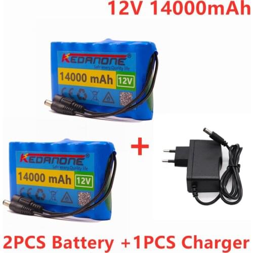 100% Original 12V Battery Pack 14Ah 18650 Rechargeable Lithium Ion Battery Pack cCapacity DC 12.6V 14000mAh CCTV Cam Monitor