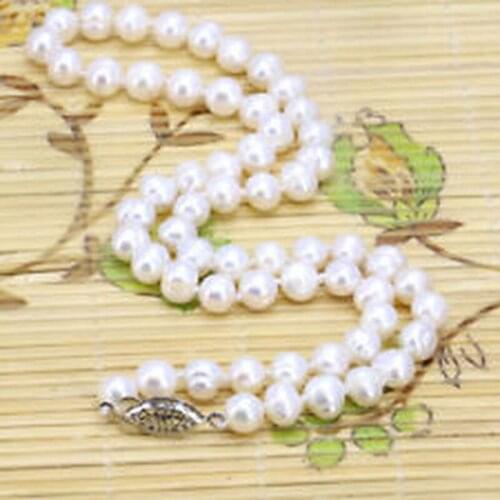 18" 7-8MM AAA++ GENUINE WHITE AKOYA PEARL NECKLACE