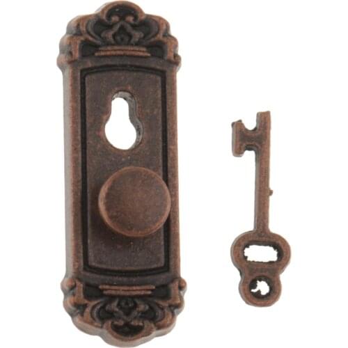 4 Pieces 1/12 Dollhouse Miniature Vintage Door Locks with Keys Kids DIY Accessories