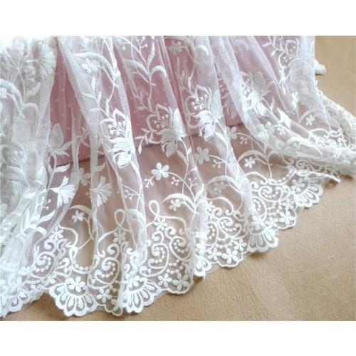 4 Yards Dense Chic Flower lace trim Embroidery Floral Tulle lace trim For DIY Sewing Crafts, Baby Dress, Curtain Decor