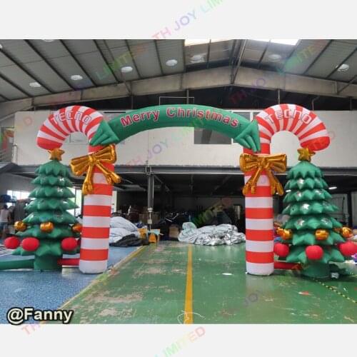 8m Wide 2020 New Product Giant Inflatable Christmas Arch XMAS Crutch Tree Arch Outdoor Christmas Decoration Entrance