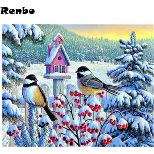 New product Full Square Drill 5D DIY Diamond Painting bird snow natural scenery 3D Embroidery set Cross Stitch Mosaic home Decor