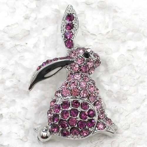 Purple Rhinestone Bunny Easter Pin brooches C184 D