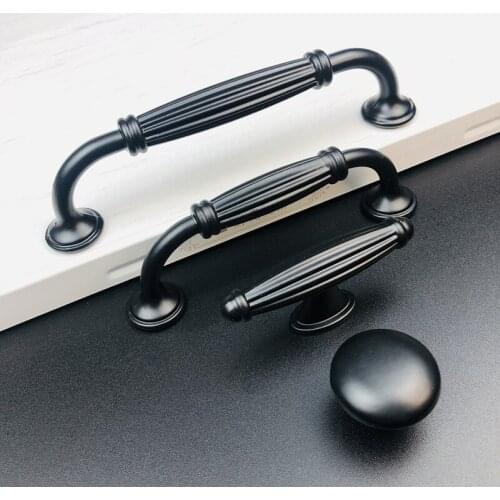 Black Aluminum Alloy Door Handle Drawer Kitchen Cupboard Cabinet Drawer Pull Knobs for Furniture Hardware with Screws