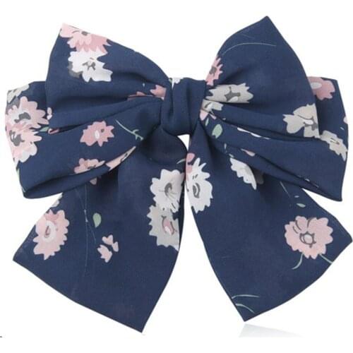 Floral Colors Big Bow Hair Clips Butterfly Claw For Girls Barrettes Hairpin Korean Headpiece Big Satin Ribbon Hair Accessories