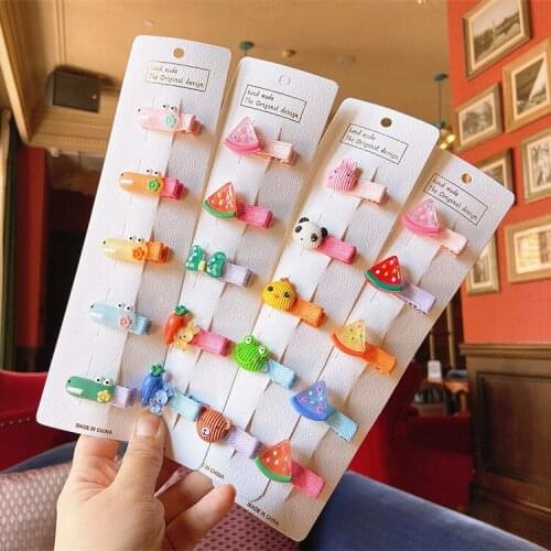 5PC lovely Children Cartoon Clip Baby Hairpin Fruits Vegetables Bow knot Princess Girls Duck Mouth Hair Clips HeadWear