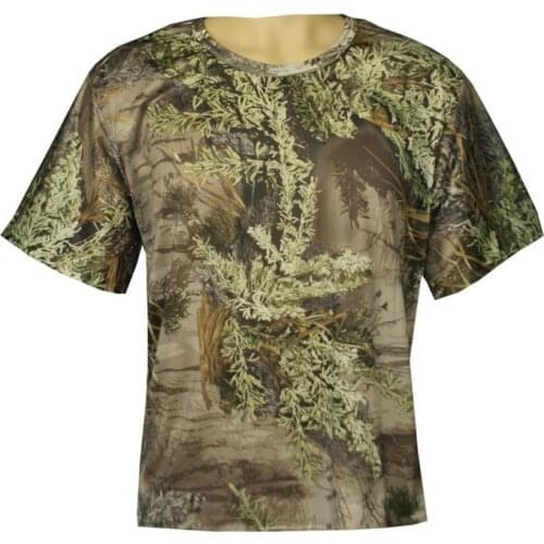 Lycra Breathable Quick-Drying Camouflage Hunting Fishing Hiking T-Shirt Tops Men Plus Size Loose Round Neck Short Sleeve T-Shirt