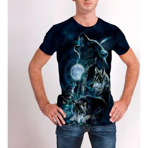 3D Printed T shirt Cool Animal Pattern 2021 Fashion Summer Short Sleeve Tops wolf Pattern Mens Shirt