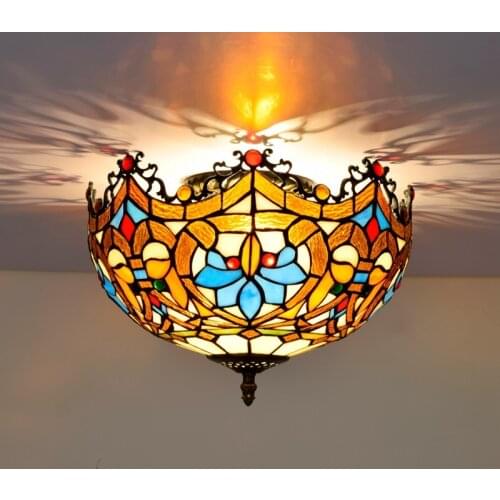 30cm European-Style Retro Classic Colored Glass Restaurant Bedroom Aisle Corridor Bathroom Glass American Ceiling Lamp