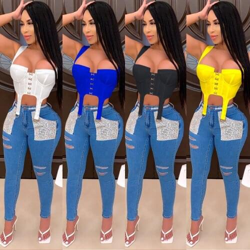 Corset Wear Single-breasted Square Neck Camis Tank Bustier Women Sleeveless Backless Irregular Crop Tops Zipper Up Slim T-shirt