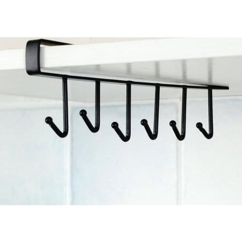 Kitchen Cabinet Towel Hanging Hook Cup Mugs Storage Rack Stainless Steel Utensil Rack