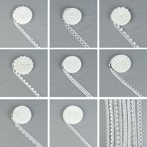 10Yards/lot White Lace Ribbons Polyester Fabric Embroidery Lace Trim DIY Sewing Handmade Accessories Clothes Decoration