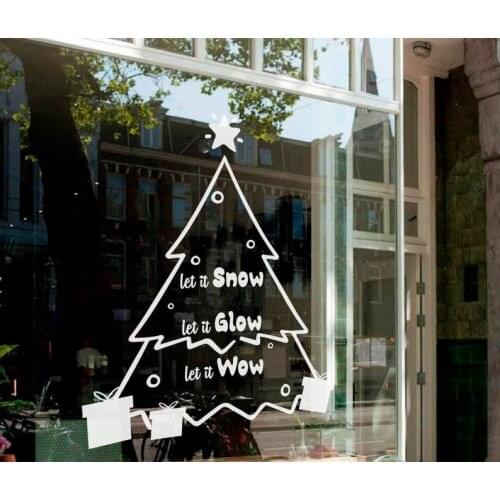 Let is snow ,let it glow Quote Lettering Decal Christmas tree Wall Sticker Xmas Window Decals Vinyl Shop window Wallpaper LC1653