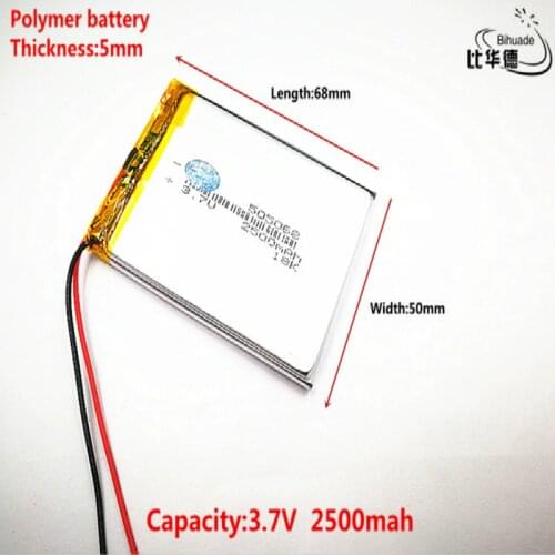 Good Qulity 3.7V,2500mAH,505068 Polymer lithium ion / Li-ion battery for TOY,POWER BANK,GPS,mp3,mp4