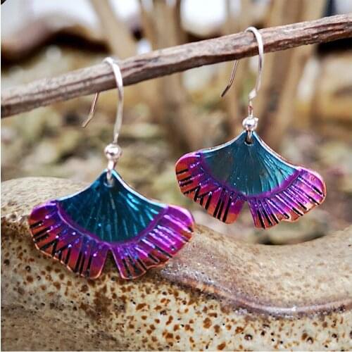 Fashion Vintage Purple Leaves Dangle Earrings for Women Europe United States Popular Hand-made Blue Earring Boho Jewelry 2021
