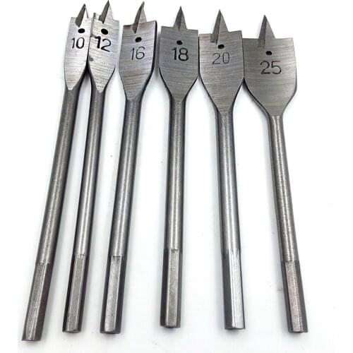 GOXAWEE 6pcs Power Drill Spade Bits Set DIY Assorted Sizes Wood Flat Drill Sets Woodworking Paddle Wood Boring Flat Drill Bit