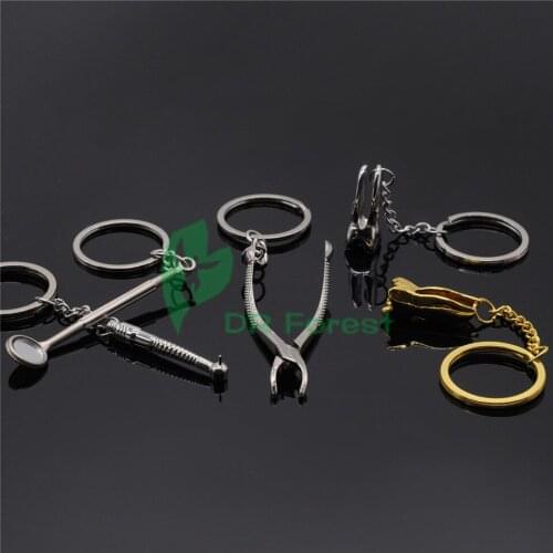 New 5Pcs Assorted Dental Clinic Molar Tool Keychain Dentist Great Gift