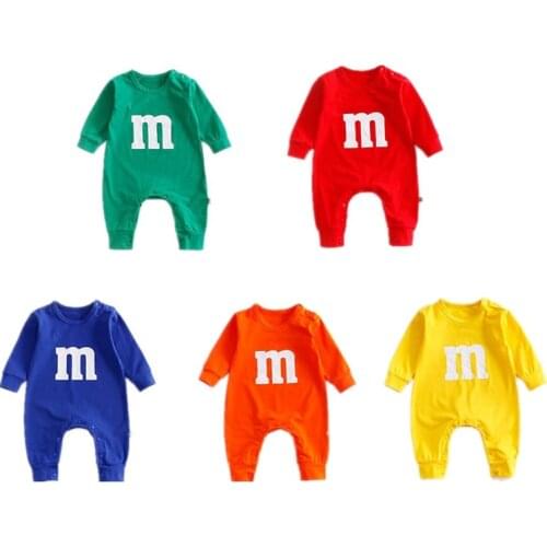 New Arrival Autumn Newbory Baby Hooded Sweater Overalls Cute Funny Face Infant Rompers Red/Orange/Blue M Letter Jumpsuit Clothes