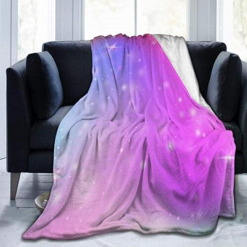 Throw Blanket for Kids Teens Adults Cosmic Neon Stars Pearlescent Spectrum Rainbow 90S Pink Mesh Universe Futuristic Abstract