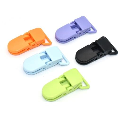 12pcs 20mm Plastic Suspender Clips Baby Pacifier Dummy Chain Holder Clips for ribbon webbing Elastic Leather skirts