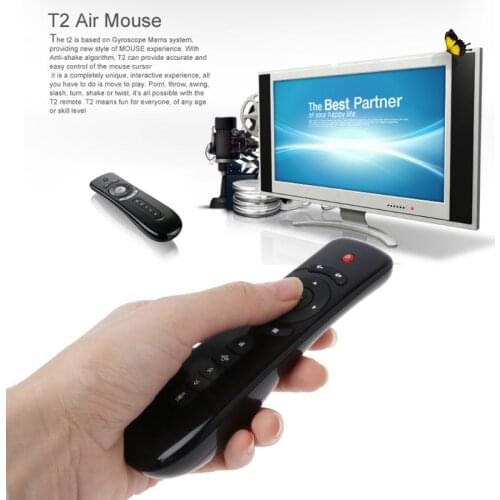 2.4GHz Fly Air Mouse T2 Remote Control Wireless With Microphone Mic Voice Search for 3D Gyro Motion Stick for Smart TV Box