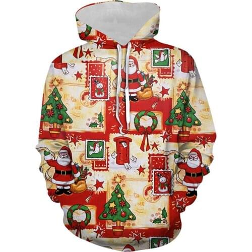 Unisex Christmas Santa Claus Pullover Hoodies Sweatshirts Long Sleeve Hoodies Costumes 3D printed men women hoodies Sweatshirts