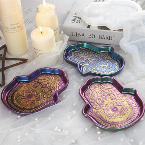 DIY Resin Hand of Fatima The Eye of God Palm Palms Dish Silicone Mirror Mold Crystal Epoxy