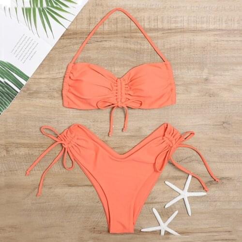 Sexy Micro Bikini Women Swimsuit Bandage Push Up Bikini Set Swimwear Female Halter Top Brazilian Bathing Suit Biquini