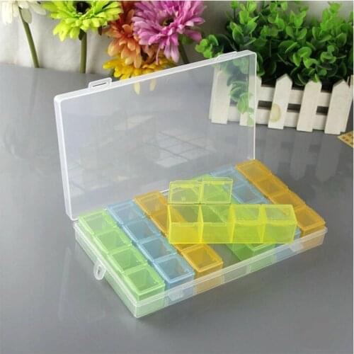 4/28 Slot Jewelry Box Pills Transparent Plastic Storage Box Adjustable Painting Tools Coss Point Diamond Beaded Embroidery Mosai