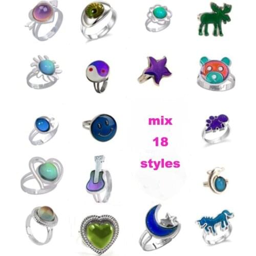 Super quality mood ring mix 18 design change color ring to the temperature of your blood 18pcs/lot