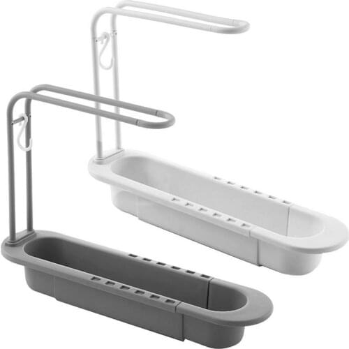 Telescopic Sink Holder Expandable Sponge Holder Drainer Sink Tray Sponge Pot Washing Brush To Drain The Storage Rack