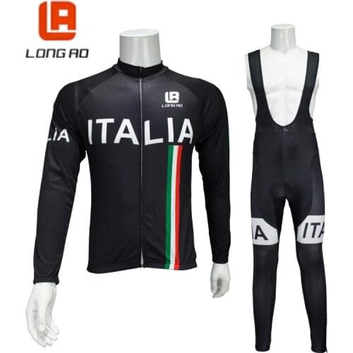 LONG AO Breathable Long Sleeve Road Bike Bicycle Jersey and Tights spring Mens Italy team Cycling Jersey Clothing Sets