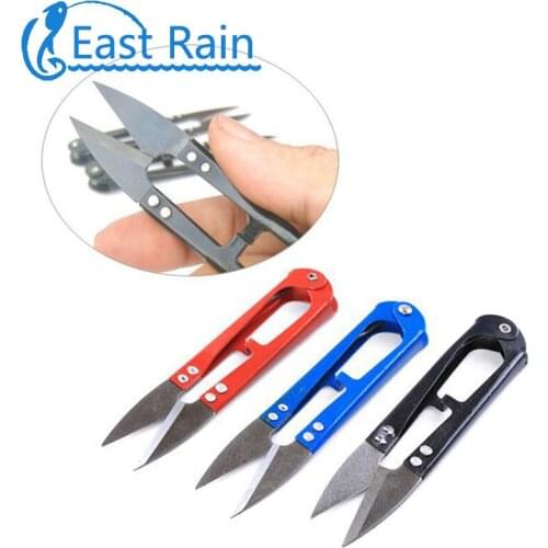 East Rain High carbon stainless steel Fishing Scissors U-shaped Sharp scissors to cut fishing line fishing Accessories tackle