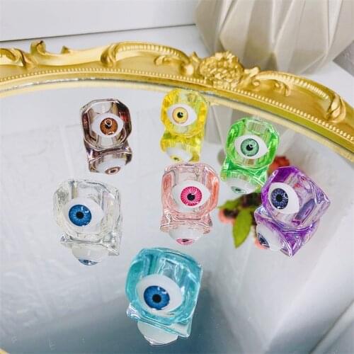 Korean Goth Evil Eye Rings for Women Candy Color Cartoon Cute Punk Aesthetic Resin Rings Jewelry Gifts 1Pcs