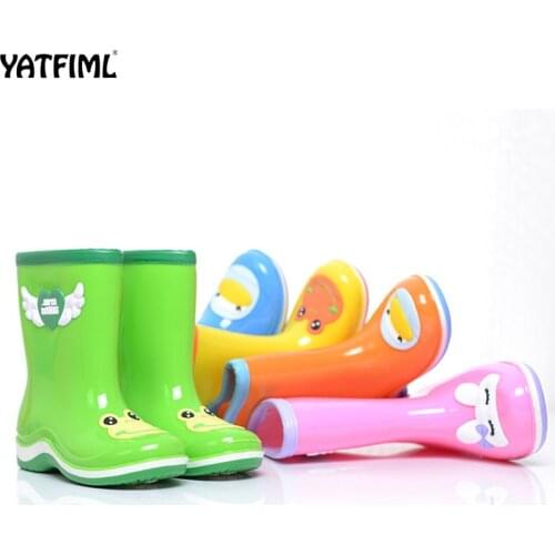 YATFIML 2018 Fashion baby girl rain boots PVC waterproof boots for boys girls rain shoes Cartoon shoes