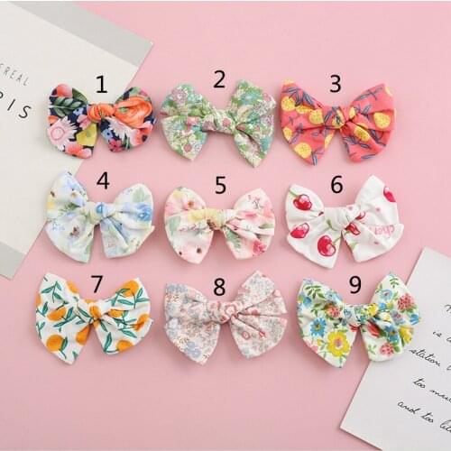 Baby Hair Clips Big Bows Girls Floral Printing Hairpins Cotton Children Spring Summer Barrettes Toddler Cute Hair Accessories