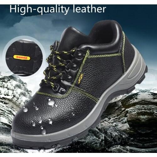 Safety shoes 2020 New anti-smashing And anti-piercing Steel Toe Cap Injection Thickened Cowhide Safety Work Protective Shoes