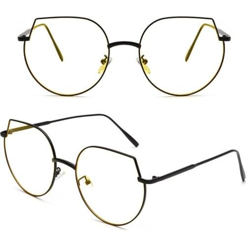 Retro Polygonal Cat Ear Women Oversized Reading Glasses +0.75 +1 +1.25 +1.5 +1.75 +2 +2.25 +2.5 +2.75 +3 +3.25 +3.5 +3.75 +4To+6