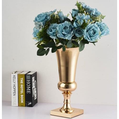 GOLD/SILVER METAL FLOWER VASES WEDDING DECORATION TABLE CENTERPIECE VASE TABLETOP ROAD LEAD FLOWER HOLDER FOR HOME BEST GIFT