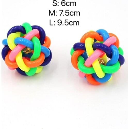 10PCS 6CM Color Woven Ball Dog Puppy Cat Pet Bell Sound Ball Color Rubber Plastic Fun And Interesting Pet Toy Supplies
