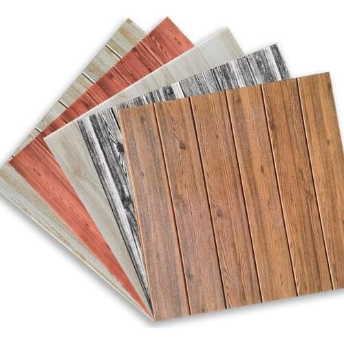 15pcs 3D Wood Grain Wall Sticker High Quality Self-adhesive Waterproof Panel Sticker for Living Room Bedroom Kitchen Decoration