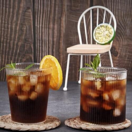 2Pcs/Set New Style Multi-Purpose Wine Glass Vertical Stripes Open Whisky Vodka Cocktail Cup Ice Coffee Cold Drink Drinking Set