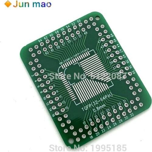 5PCS QFP/FQFP/LQFP TQFP32 / TQFP44 / TQFP64 / TQFP80 TQFP100 0.5MM 0.8MM IC adapter Socket / IC connector adapter board PCB NEW